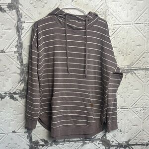 Maurices dusty purple and White Striped Hoodie